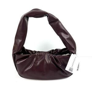 Asos Topshop Handbag Ruched Burgundy Shoulder Hobo Bag Purse Brand New